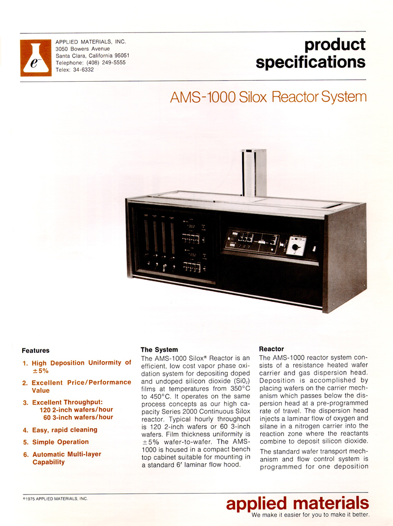 Applied Materials - AMS 1000 Silox Reactor