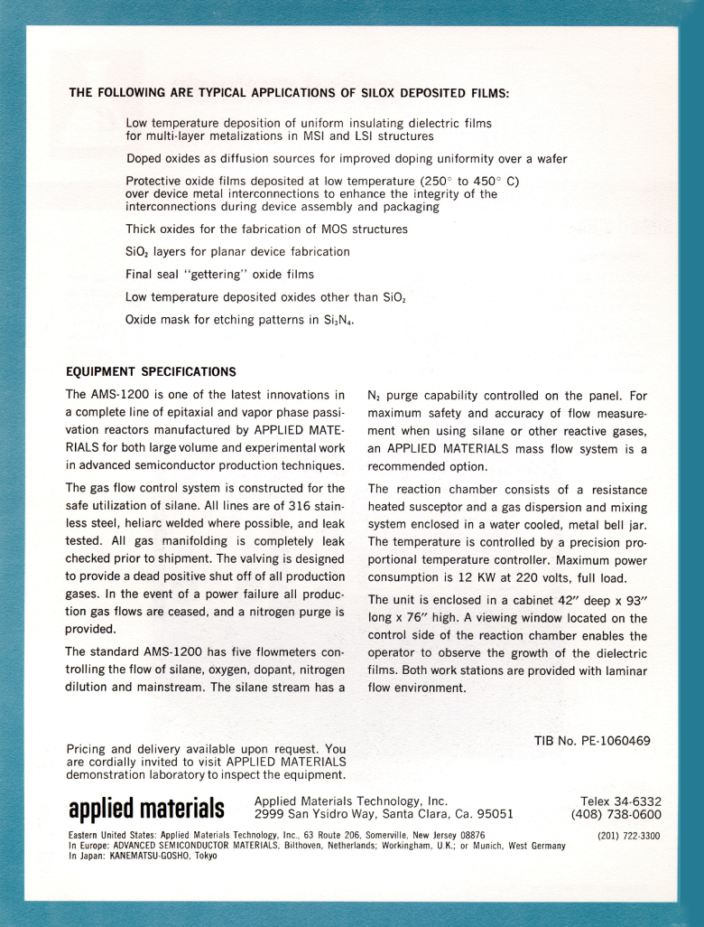 Applied Materials - Silox Model AMS 1200