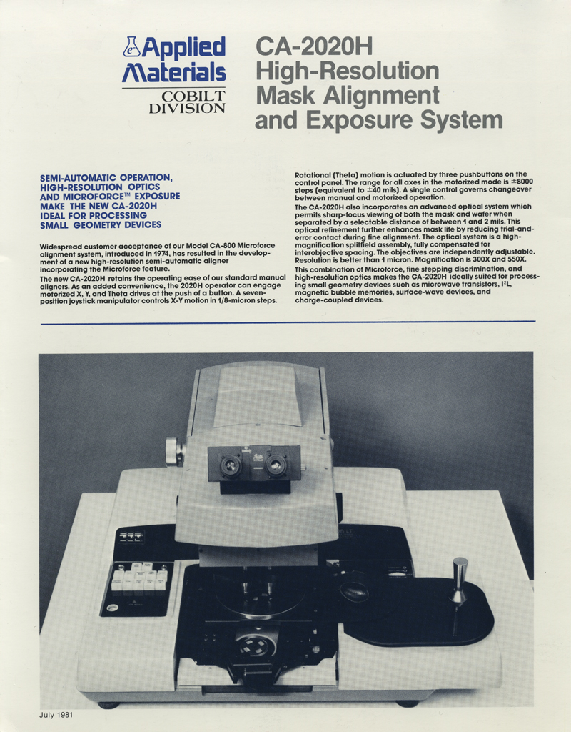 Applied Materials - CA-2020H Mask Aligner :1980-84