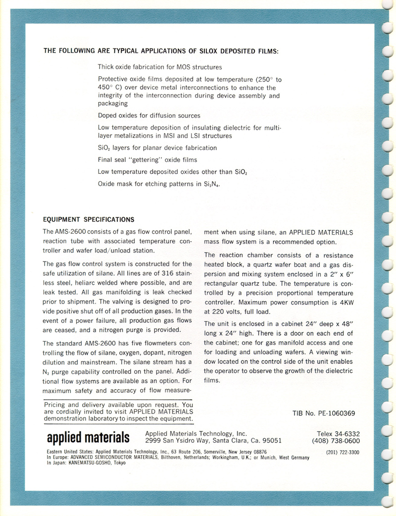 Applied Materials - Silox Model AMS 2600 & 2660