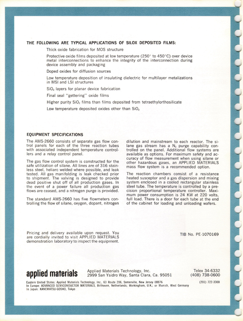 Applied Materials - Silox Model AMS 2600 & 2660