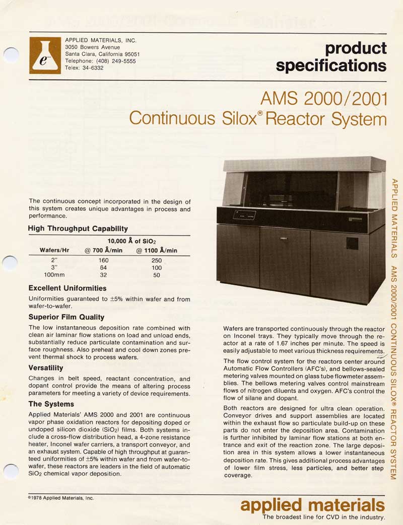 Applied Materials - AMS 2000 Silox Reactor