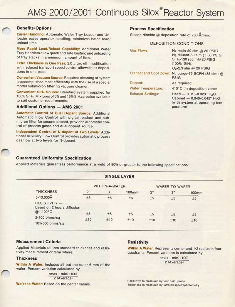 Applied Materials - AMS 2000 Silox Reactor