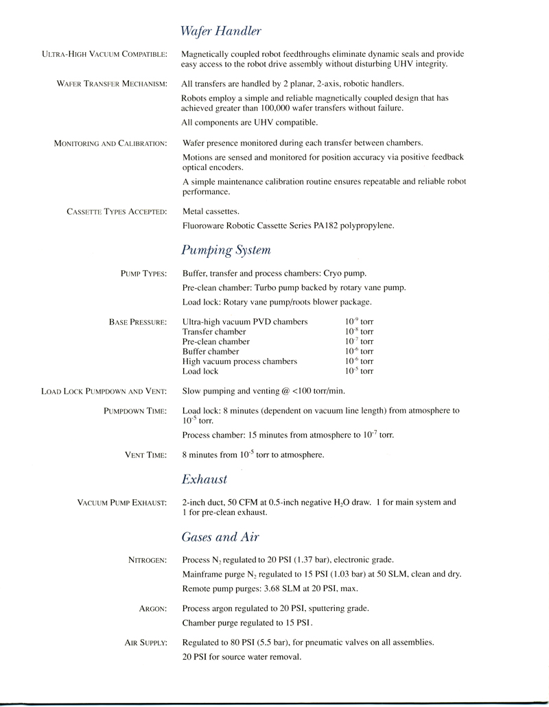 Applied Materials - Endura 5500 PVD System Specification