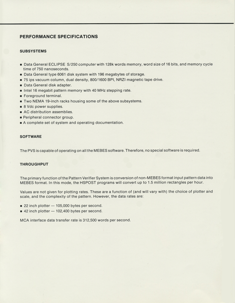 Perkin-Elmer - MEBES Pattern Verifier System