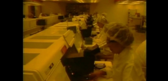 This video shows what it was like to work in a state-of-art fab during the late seventies to early eighties. It was taken inside an Intel four-inch wa