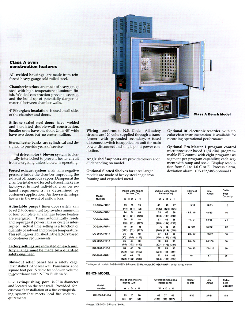 GS Blue M Electric 1991 for Oven Safety