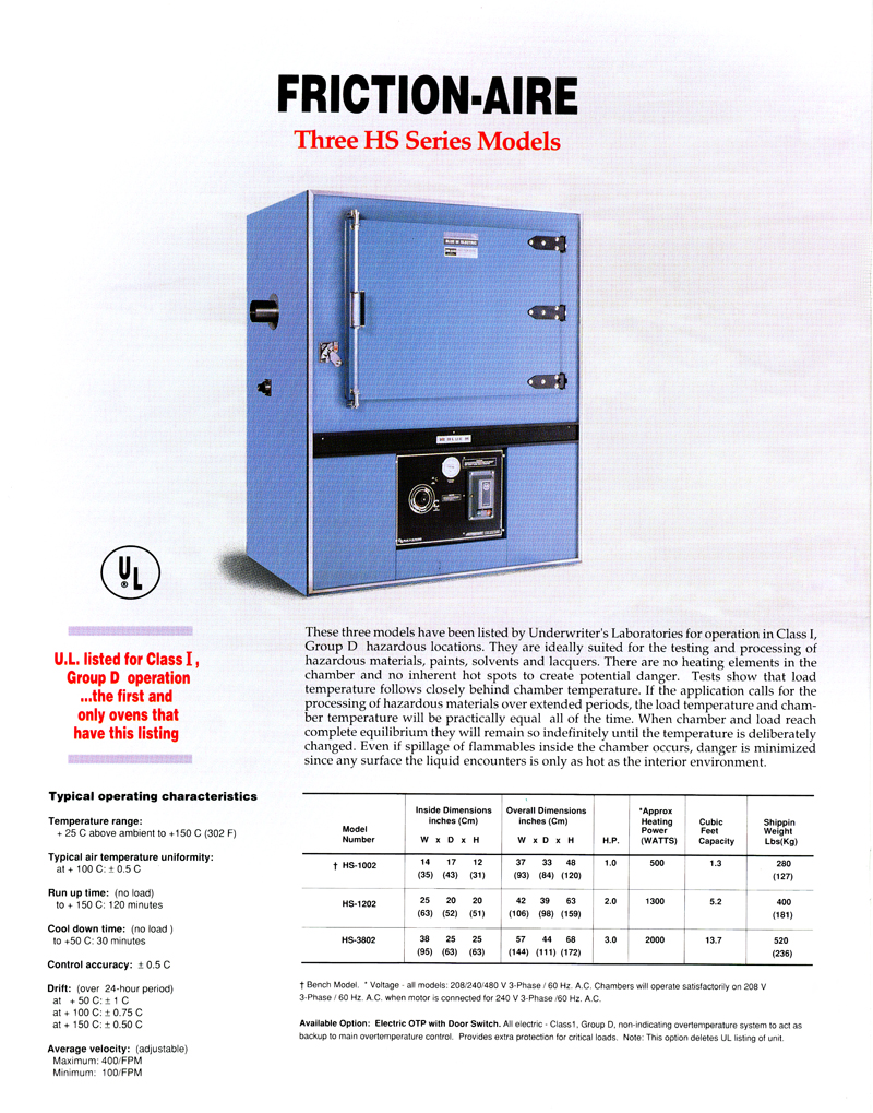 GS Blue M Electric 1991 for Oven Safety