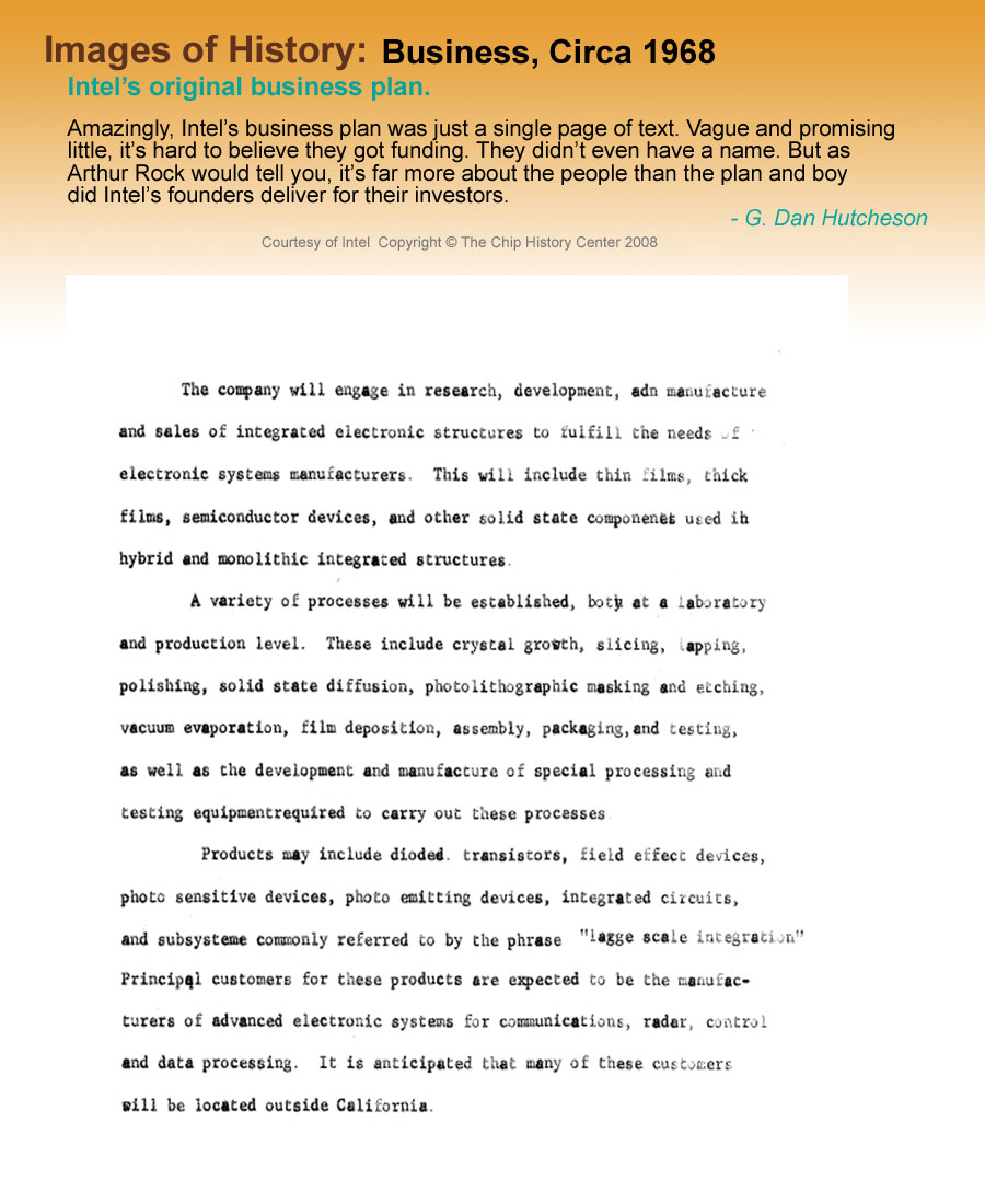 Business, Circa 1968 : Intel's Original Business Plan