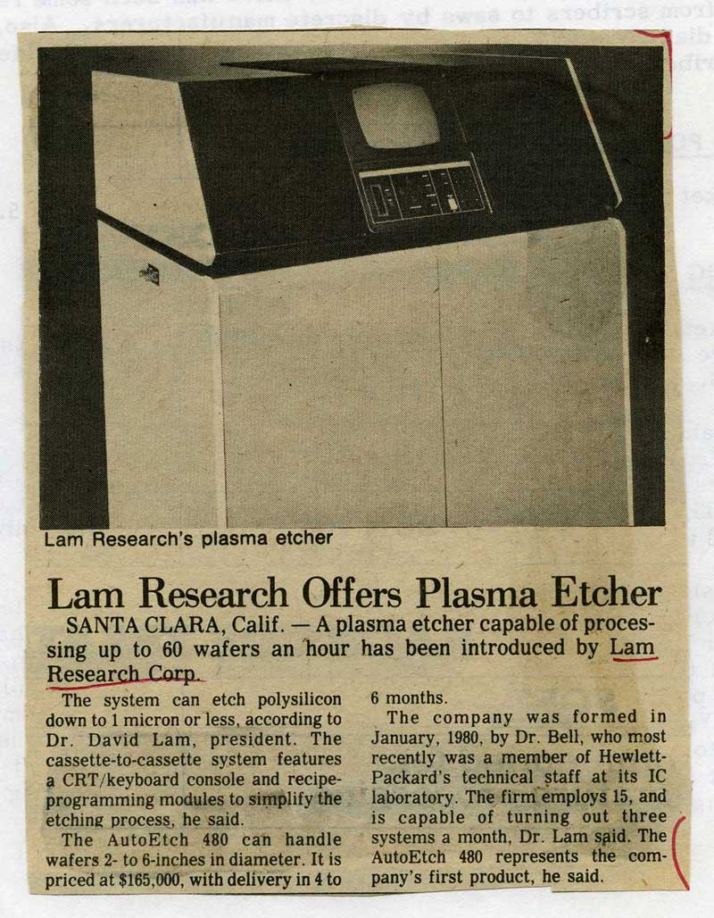 Lam Research Offers Plasma Etcher