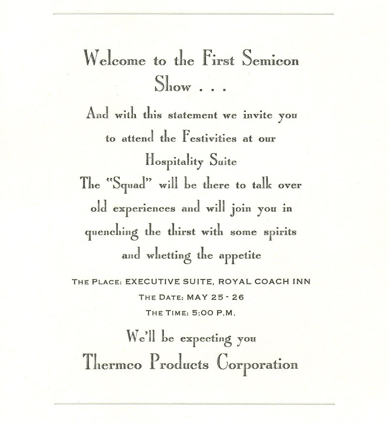 Semicon Reminiscences - An Invitation Card