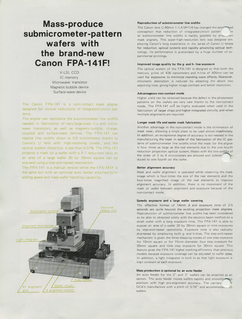 Canon Fine pattern projection mask aligner.