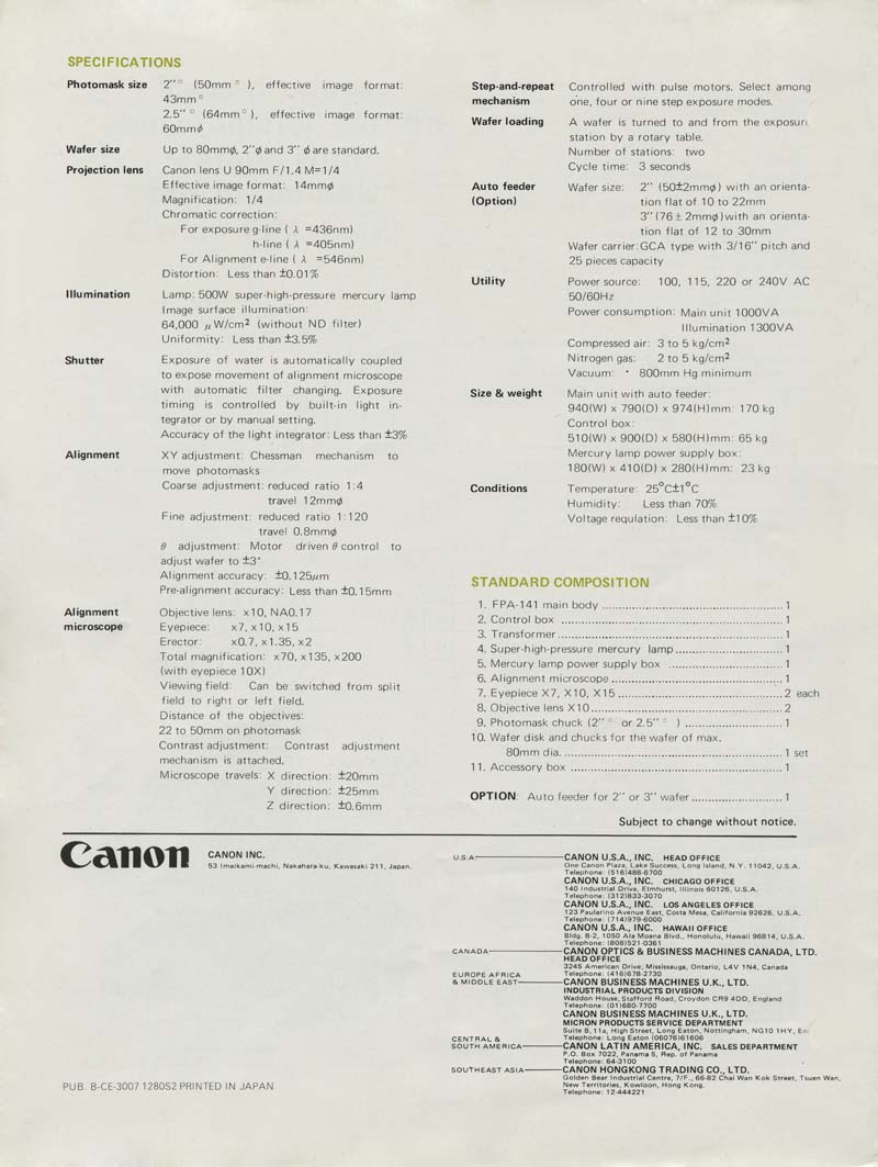 Canon Fine pattern projection mask aligner.