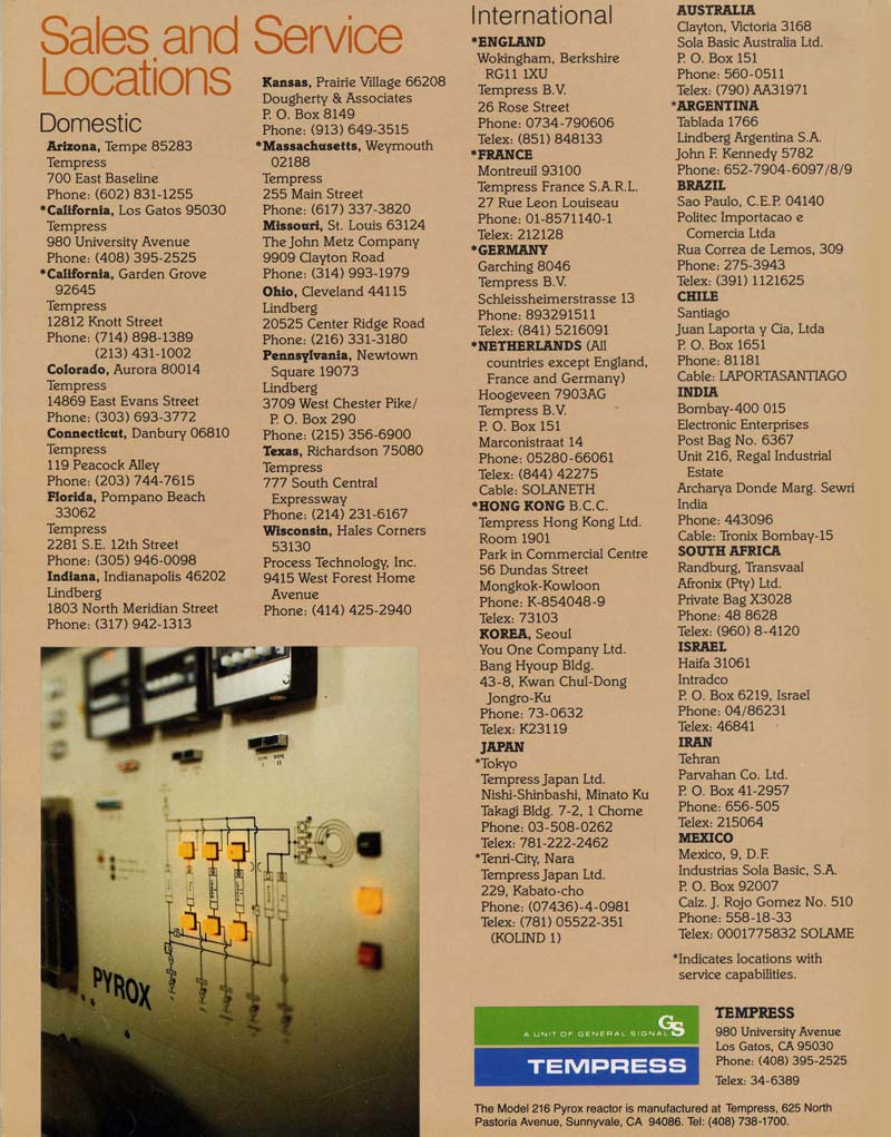 Tempress - Model 216 Pyrox Reactor