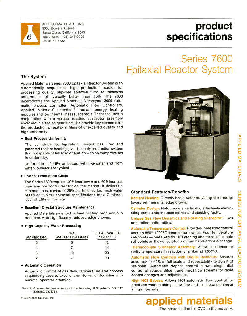 Applied Materials - Series 7600 Epitaxial Reactor System