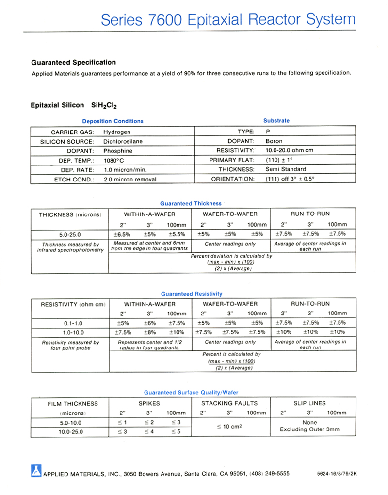 Applied Materials - Series 7600 Epitaxial Reactor System