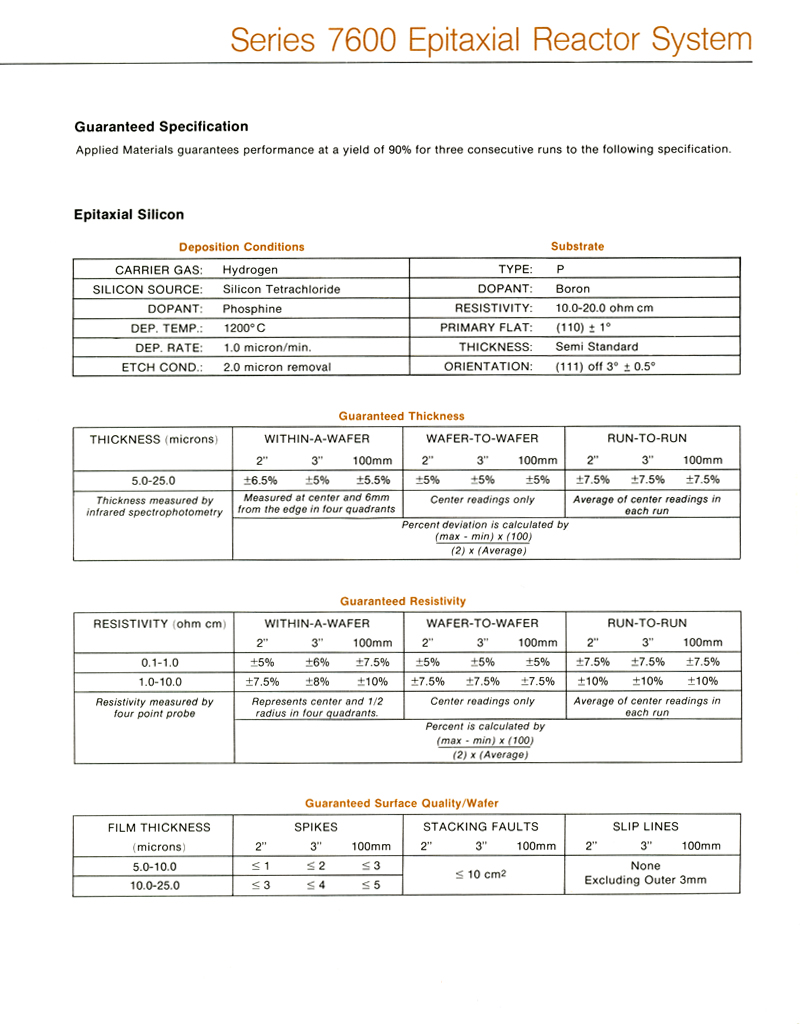 Applied Materials - Series 7600 Epitaxial Reactor System 