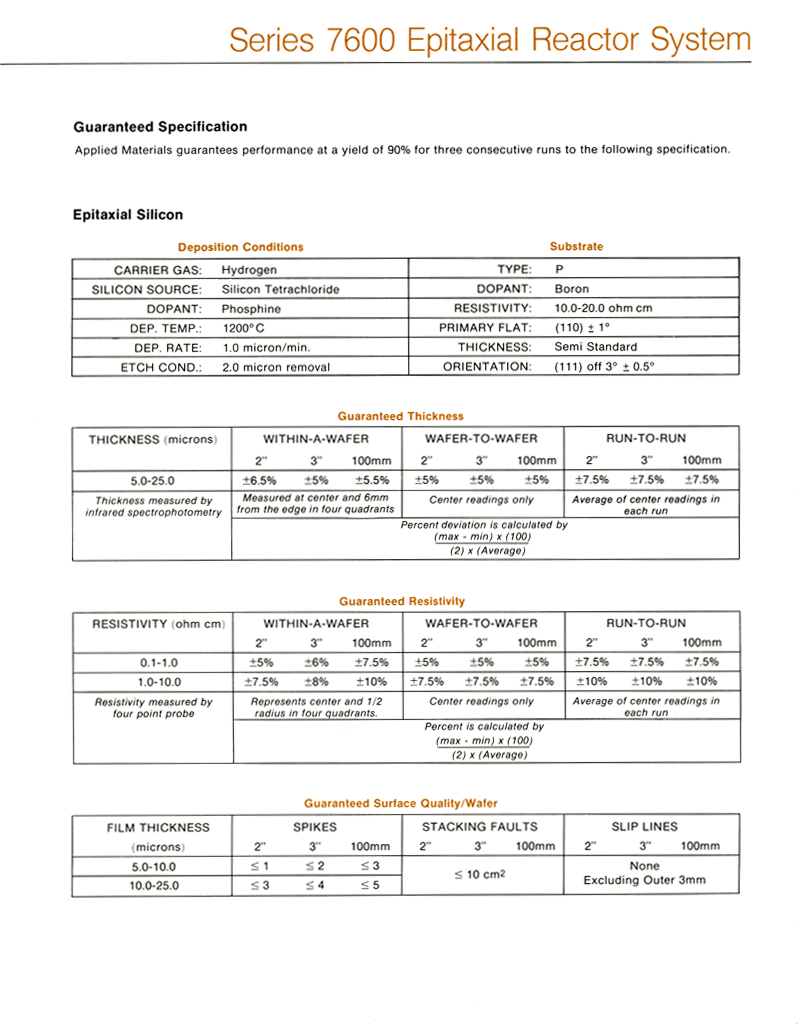 Applied Materials - Series 7600 Epitaxial Reactor System