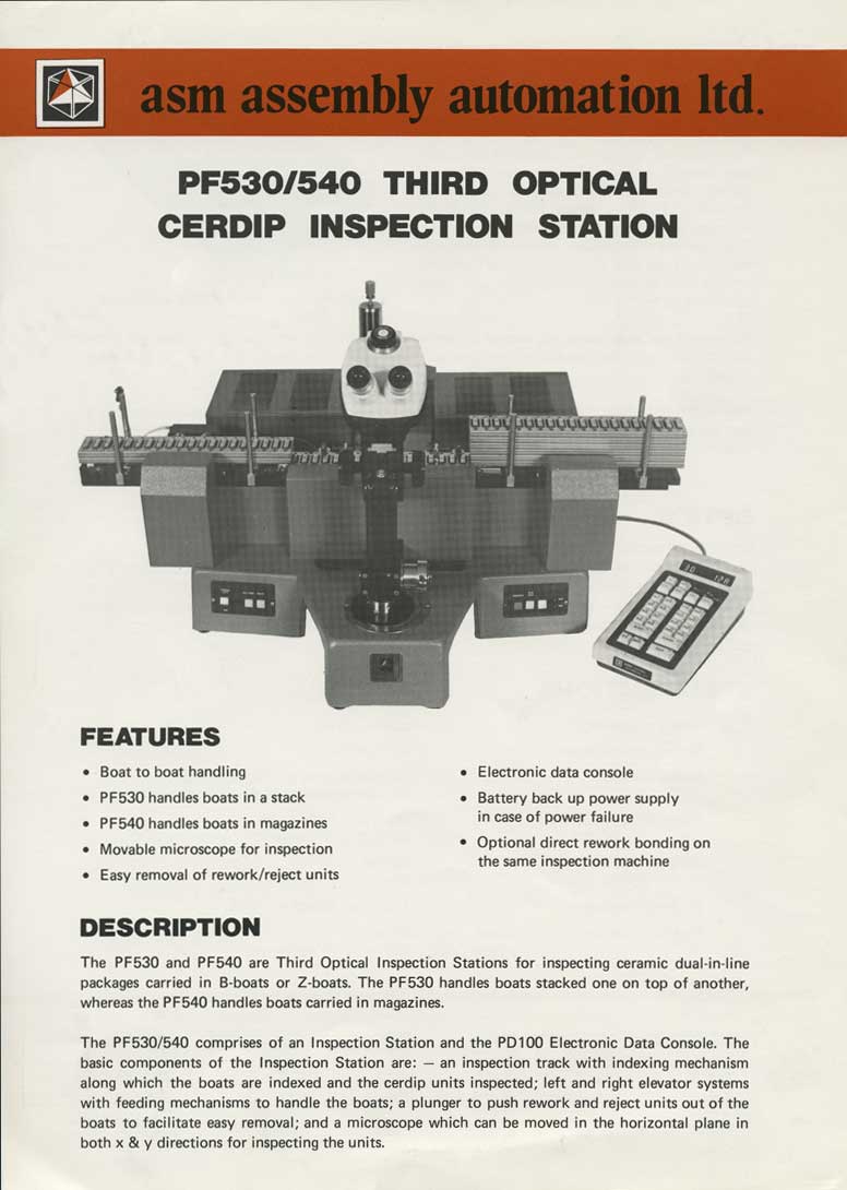 ASM Assembly Automation - PF530/540 Third Optical Cerdip Inspection Station