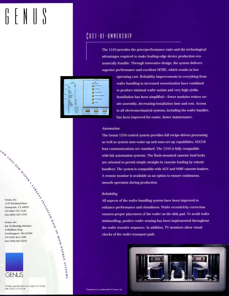 Genus - 1510 MeV Ion Implanter