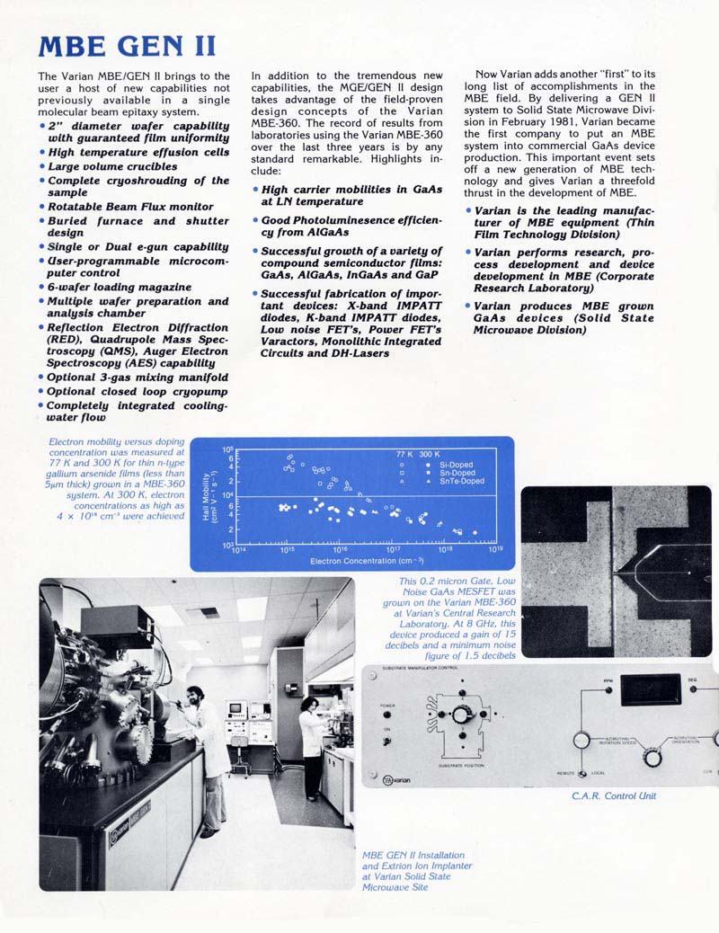 Varian The MBE GEN II - Molecular Beam Epitaxy