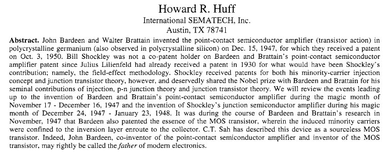 JOHN BARDEEN and TRANSISTOR PHYSICS